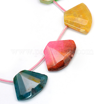 Trapezoid Natural Dyed Agate Beads Strands G-L456-23-1