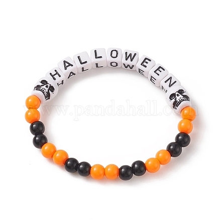 Bracelets extensibles en perles acryliques sur le thème d'halloween BJEW-JB09193-01-1