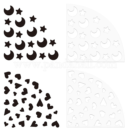CRASPIRE 2pcs Moon Sleeve Stencils Star Heart Acrylic Tie Dyeing Stencils Bleached Shirt Template Painting Reusable Fan DIY for Scrapbooking Art Craft Wood Canvas Paper Fabric Floor Wall Furniture DIY-CP0008-78A-1