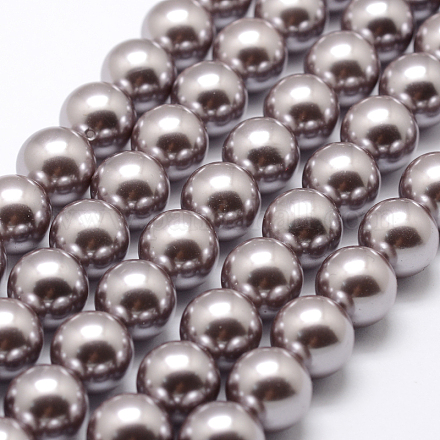 Grado redonda pulida una concha perla hebras BSHE-M027-6mm-12-1