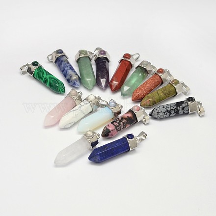 Bullet Fashion Natural & Synthetic Mixed Stone Pointed Pendants G-E308-C-1