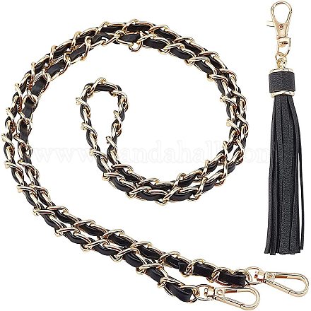 Wholesale GORGECRAFT Black and Gold Purse Chain Strap Leather