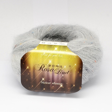 手編みの糸  流星群の糸  モヘアと  ウール  人工毛と色のポイント  ライトグレー  1mm  約25グラム/ロール  10のロール/袋 YCOR-R006-012-1