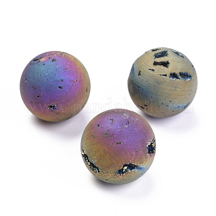 Perles d'agate druzy naturelles galvanisées G-H262-04-1