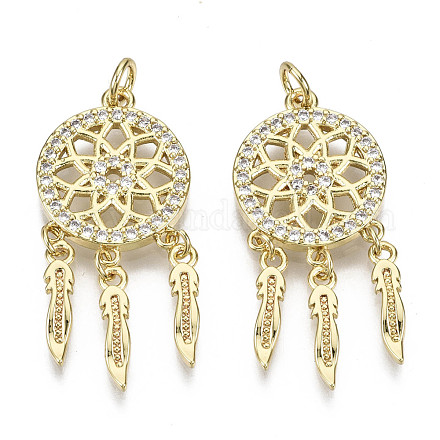 Brass Micro Pave Clear Cubic Zirconia Pendants ZIRC-N039-064-NF-1