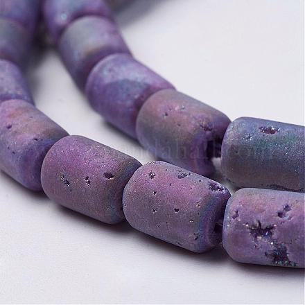 Electroplated Natural Druzy Geode Agate Bead Strands G-P251-C05-1