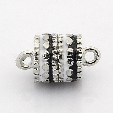 Platinum Plated Column Alloy Enamel Magnetic Clasps with Loops ENAM-P098-01-1