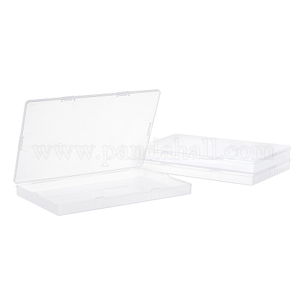 Superfindings 3 paquet de conteneurs de stockage de perles en plastique transparent boîtes avec couvercles 19.8x12.3x1.7cm petit rectangle en plastique organisateur étuis de rangement pour perles cartes coton-tige ornements artisanat CON-WH0073-75-1