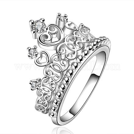 Модный корону латунь кубического циркония палец кольца RJEW-BB08325-7S-1
