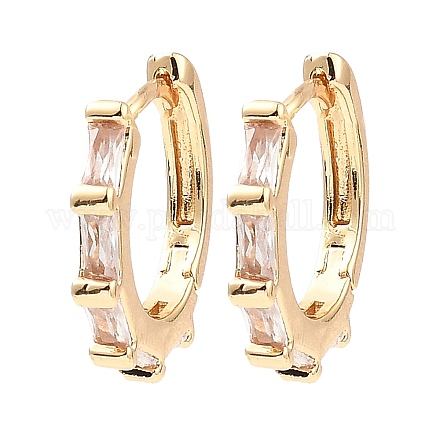 Brass Micro Pave Cubic Zirconia Hoop Earrings EJEW-D078-06KCG-1