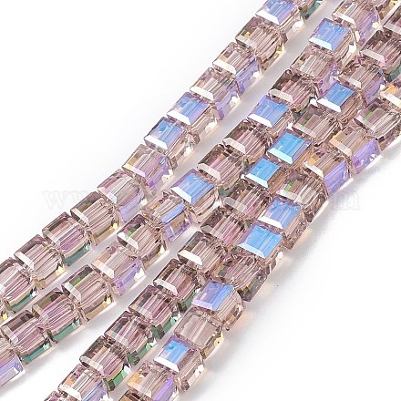 Transparent Electroplate Glass Beads Strands EGLA-F155-HR01-1