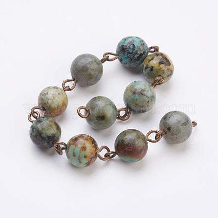 Chaînes de perles de turquoise (jaspe) africaines naturelles AJEW-JB00331-02-1