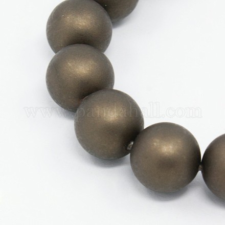 Round Shell Pearl Frosted Beads Strands BSHE-I002-6mm-16-1