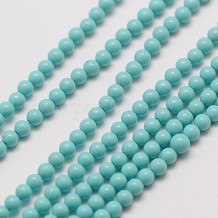 Cordones de perlas redondas de turquesa sintética de Taiwán G-A130-2mm-L08-1