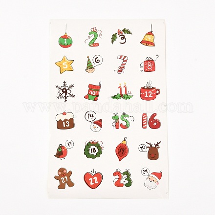 Christmas Theme Round Paper Gift Tag Self-Adhesive Stickers DIY-K032-82I-1