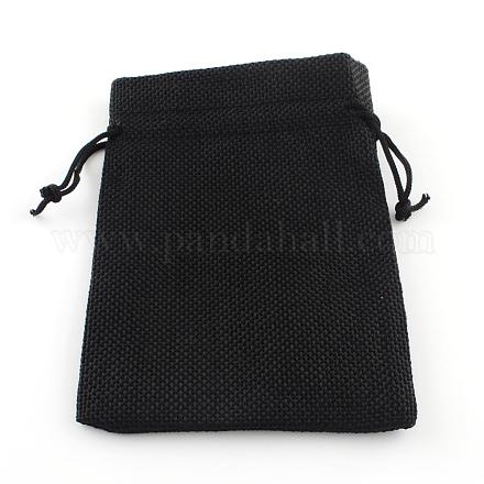 黄麻布ラッピングポーチ巾着袋  ブラック  9x7cm ABAG-Q050-7x9-09-1