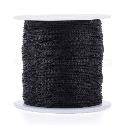 ポリエステル編組メタリック糸  DIYの編みこみのブレスレット作りと刺繡のために  ブラック  0.4mm  6プライ  約54.68ヤード（50m）/ロール OCOR-I007-B-21-1