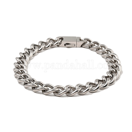 304 bracelet chaîne à maillons cubains en acier inoxydable NJEW-D050-02B-P-1