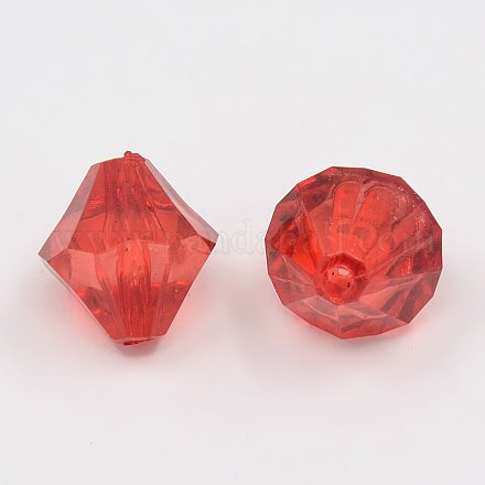 Faceted Bicone Transparent Acrylic Beads DBB14MM021-1