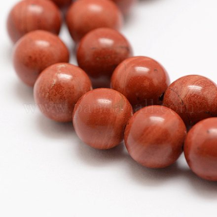 Chapelets de perles en jaspe rouge naturel X-G-E375-6mm-03-1
