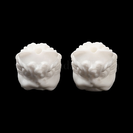 オペーク樹脂ビーズ  踊るライオン  ホワイト  16~17x16~16.5x15.5mm  穴：2mm RESI-D002-01A-1
