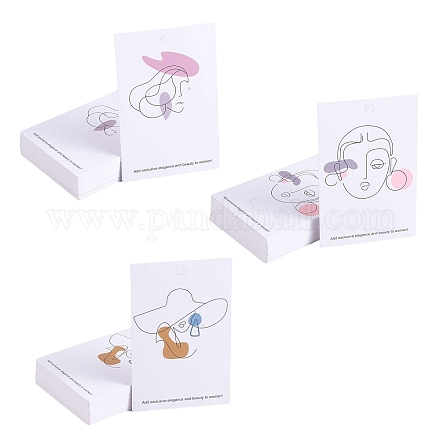 120 Stück 3 Stil Rechteck mit Frauen Muster Karton Schmuck Anzeigekarten CDIS-SZ0001-17-1