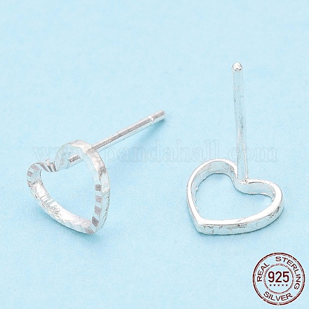 925 Sterling Silver Hollow Heart Stud Earrings STER-T005-07-1