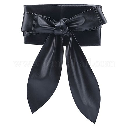 GORGECRAFT Women Obi Belt Fashion Self Tie Wrap Around Wide Cinch Waistband Leather Bowknot Knotted Wrap Belt for Women Dress Jumpsuit Skirt Black 79 Inch Long 45mm Wide AJEW-WH0348-58A-1