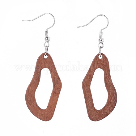 Wood Dangle Earrings EJEW-JE04009-04-1