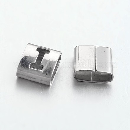 Letter Style 201 Stainless Steel Square Slide Charms STAS-L132-03-1
