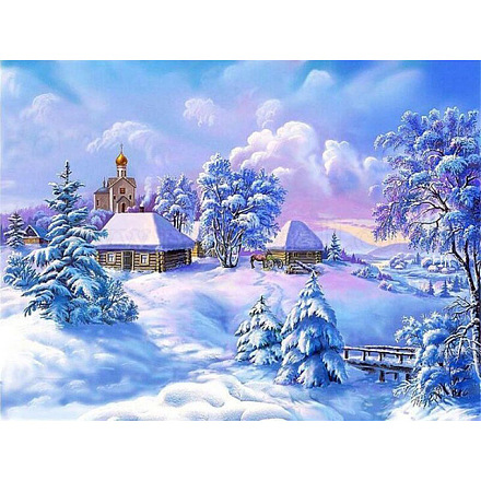 Diy зимний снежный дом пейзаж алмазная живопись наборы DIAM-PW0001-243H-1