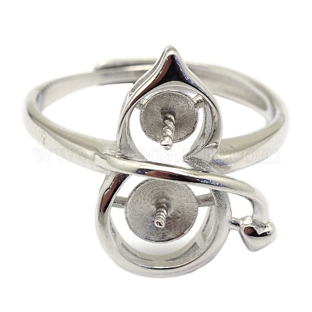 Componentes ajustables del anillo de dedo de plata de ley 925 con baño de rodio STER-P041-32P-1