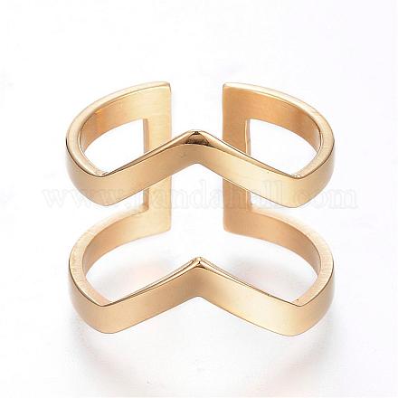 304 Stainless Steel Cuff Rings RJEW-G081-51G-1
