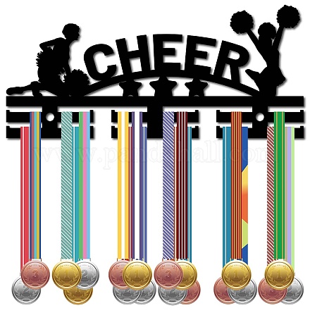 CREATCABIN Cheering Medal Holder Display Hanger Cheerleader Medal Rack Black Acrylic Medal Stand Frame with 12 Hooks Hanging Medals Wall Mounted Hanger Rack Organizer for Dancer Runner 11.4x5Inch AJEW-WH0296-053-1