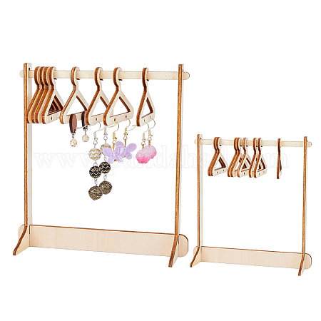 Wholesale SUPERFINDINGS 2 Sets Wooden Hanger Earrings Display Stand with  16Pcs Coat Hangers Cute Jewelry Stand Organizer Ear Studs Display Rack  Earring Rack Holder for Retail Show Personal Exhibition 