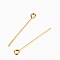 304 Stainless Steel Eye Pins, Real 18K Gold Plated, 20 Gauge, 32x0.8mm, Hole: 2mm