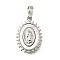 Brass Shell Pendants, Virgin Mary, Platinum, 19x13x2.2mm, Hole: 4x6.5mm