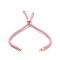 Nylon Twisted Cord Bracelet Making, Slider Bracelet Making, with Brass Findings, Golden, Pearl Pink, 8.66~9.06 inch(22~23cm), Hole: 2.8mm, Single Chain Length: about 4.33~4.53 inch(11~11.5cm)