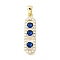 Brass Micro Pave Cubic Zirconia Pendants, Oval, Lead Free & Cadmium Free, Real 18K Gold Plated, Rack Plating, Lasting Plated, Medium Blue, 22x6x2.5mm, Hole: 2.5x4mm