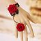 Gothic Style Retro Alloy Lace Flower Link Rings Bracelets for Women, Red, No Sise