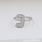 Brass Micro Pave Clear Cubic Zirconia Cuff Rings, Initial Rings for Women, Letter, Platinum, Letter J, Inner Diameter: Adjustable