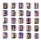 Rectangle Natural Amethyst Rune Stones, Healing Stones for Chakras Balancing, Crystal Therapy, Meditation, Reiki, Divination, 20x15mm, 25pcs/set.
