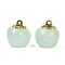 Handmade Lampwork Pendants, with Brass and Enamel Finding, Apple, Aquamarine, 15.5x13~14mm, Hole: 1.4mm