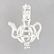 Brass Locket Pendants, Cage Pendants, Hollow, Teapot, Silver Color Plated, 22x16x10mm, Hole: 4x2mm, Inner measure: 8mm