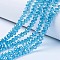 Electroplate Glass Beads Strands, Pearl Luster Plated, Faceted, Rondelle, Deep Sky Blue, 4x3mm, Hole: 0.8~1mm, about 105~110pcs/strand, 38~39cm