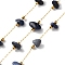 304 Stainless Steel Link Chains, Soldered, with Natural Lapis Lazuli, with Spool, Ion Plating(IP), Real 18K Gold Plated, 3~5.5x3~11.5x1~3.5mm, about 32.81 Feet(10m)/Roll
