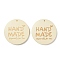 Wood Pendants, Flat Round with Word HAND MADE Charms, Beige, 39.5~40.5x5~5.5mm, Hole: 1.4mm
