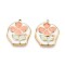 Ion Plating(IP) 304 Stainless Steel Rhinestone Pendants, with Enamel, Flower, Real 18K Gold Plated, White, 24x20.5x2.5mm, Hole: 1.5~1.6mm