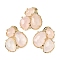 Natural Rose Quartz Links connectors, with Brass Findings, Faceted, Golden, 30.5~31x33x5mm, Hole: 1.8mm
