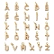 26Pcs Letter A~Z Rack Plating Brass Charms, with ABS Plastic Imitation Pearl, Long-Lasting Plated, Lead Free & Cadmium Free, Real 18K Gold Plated, 10.5~11.5x2.5~8.5x2.5~3mm, Hole: 3mm